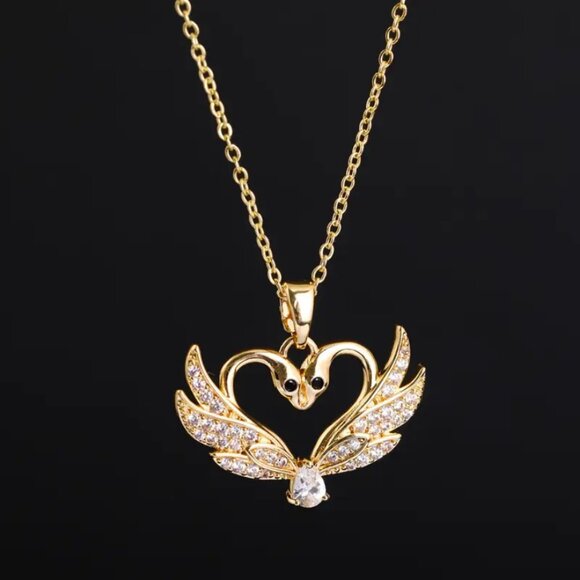 14K Gold Womens 1ct Diamond Swan Pendant Necklace Ladies New 14 K Silver Jewelry